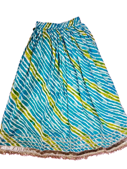 ROSAMODE Girls Lehenga Choli Set with Mirror Work & Gota Detailing | Soft & Comfortable Ready-to-Wear Sky Blue Asmani Lehariya Ethnic Outfit