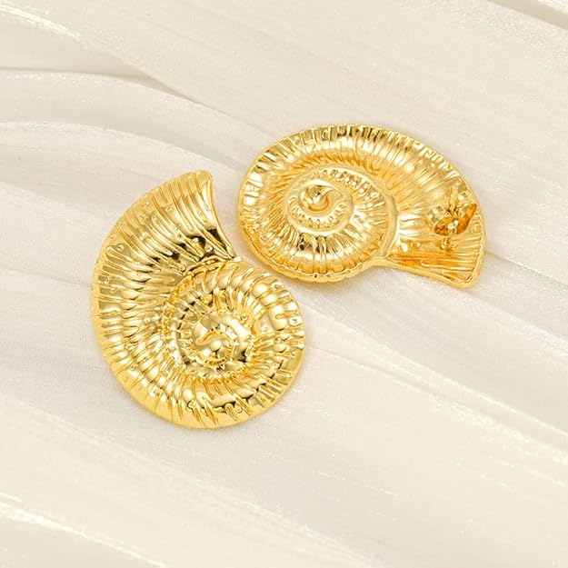ROSAMODE Nail Shell Spiral Earrings for Women & Girls | Spiral Stud Earrings | Non-Allergic, Waterproof, Anti-Tarnish, Skin-Friendly Fashion Jewelry