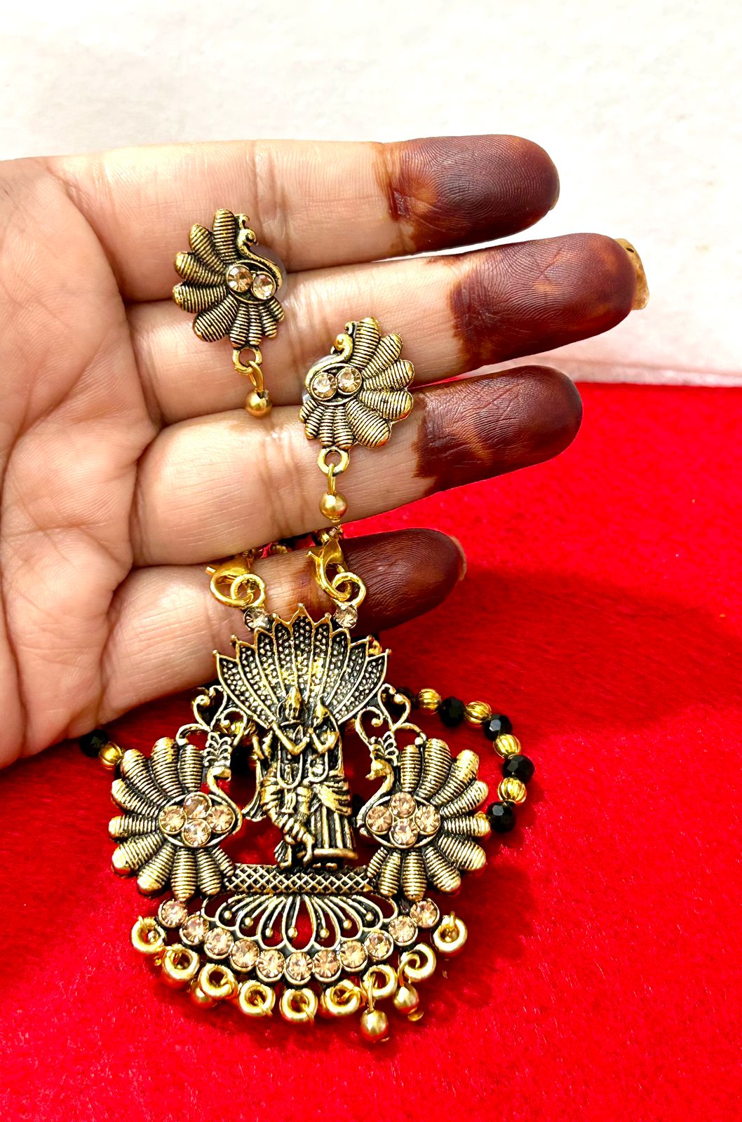 Divine Radha Krishna Mangalsutra Necklace with earrings for Women