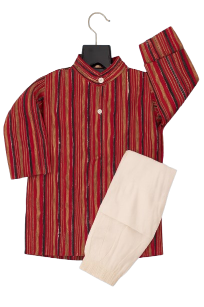 ROSAMODE Boys Kurta Pajama with Koti Jacket Set | Cotton Ethnic Wear with Ajrakh & Floral Print for Baby & Kids | Traditional Festive Outfit for Diwali, Weddings & Parties