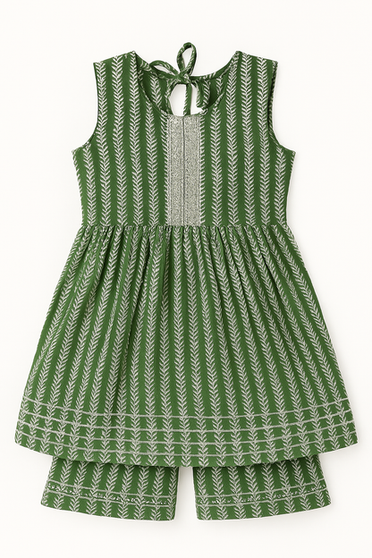 Pure Cotton Sharara with Dupatta Green Color for Girls.