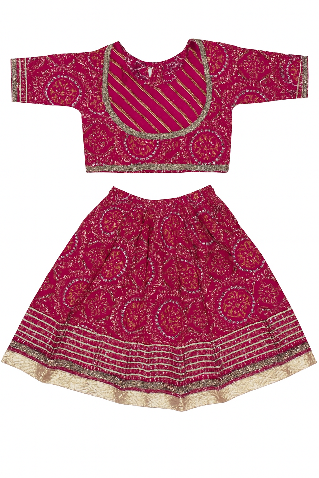 ROSAMODE Bandhani Lehenga Reddish Blue Chaniya Choli for Girls – Traditional Indian Festival Wear Dress | Kids Navratri Garba Outfit (Copy) (Copy) (Copy)