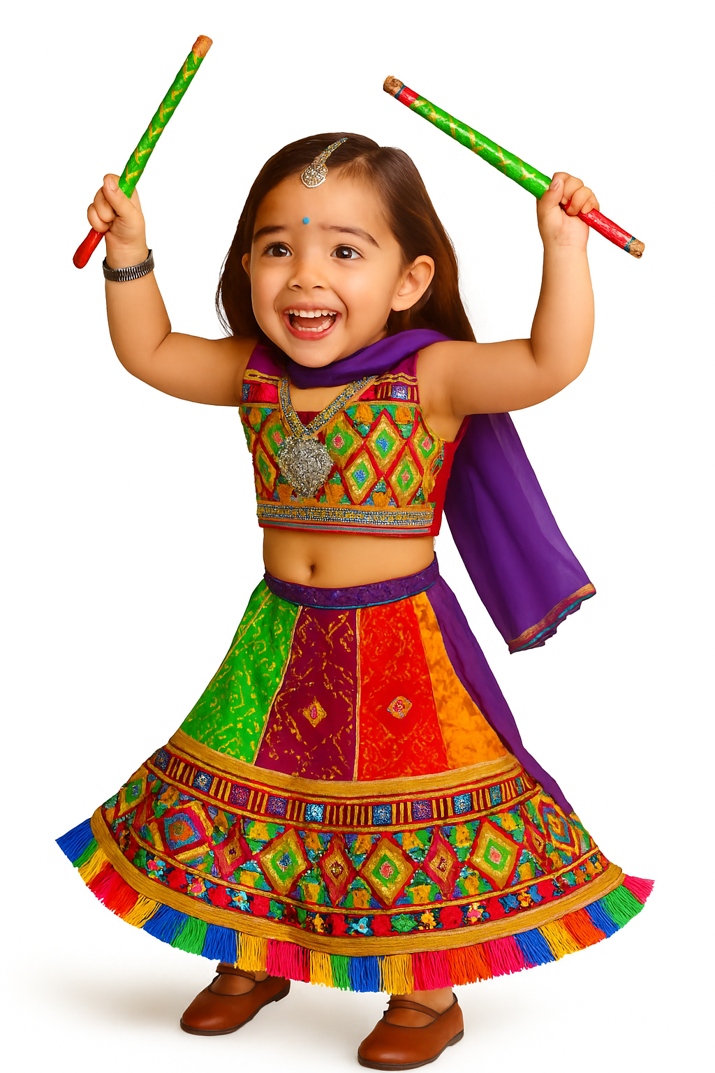 Navratri Garba Dress, Traditional Chaniya Choli for Girls with Dupatta for Festivals & Weddings