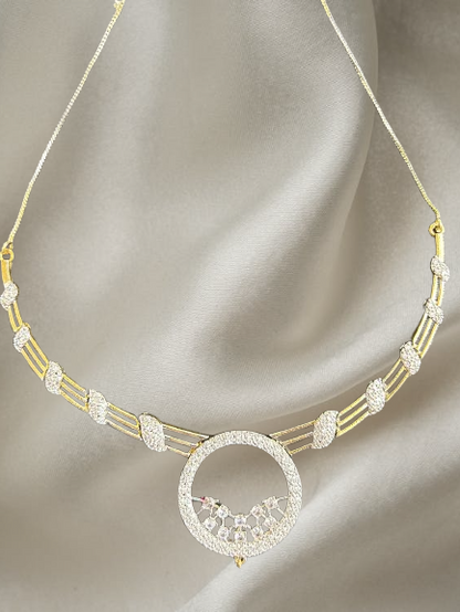 ROSAMODE AD Round Ethnic Necklace Set for Women | Gold-Plated Traditional Bridal Jewelry Set | Wedding Necklace with Earrings