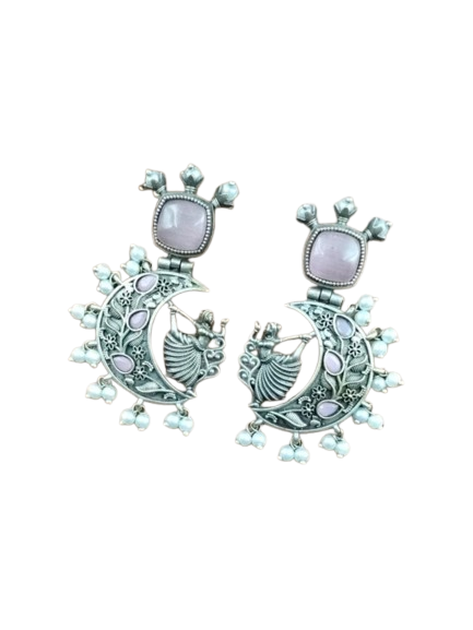 Handcrafted Chandbali Style Girl Earrings Dancing Doll Baby Pink Earrings for Women