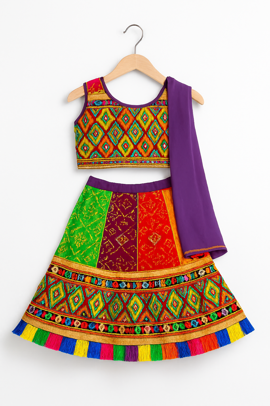 Navratri Garba Dress, Traditional Chaniya Choli for Girls with Dupatta for Festivals & Weddings