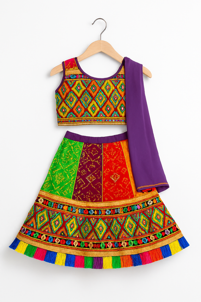 Navratri Garba Dress, Traditional Chaniya Choli for Girls with Dupatta for Festivals & Weddings
