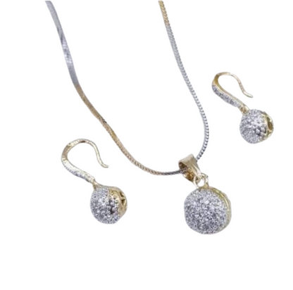 Gold Polished American Diamond Necklace Set for Girls & Women | Stylish Pendant Set for Anniversary and Wedding