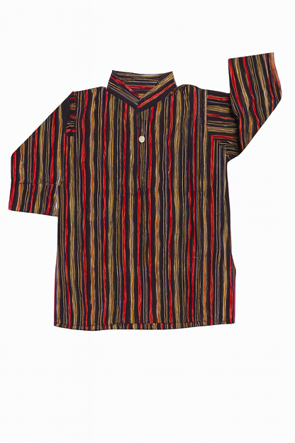 ROSAMODE Boys Kurta Pajama with Koti Jacket Set | Cotton Ethnic Wear with Ajrakh & Floral Print for Baby & Kids | Traditional Festive Outfit for Diwali, Weddings & Parties