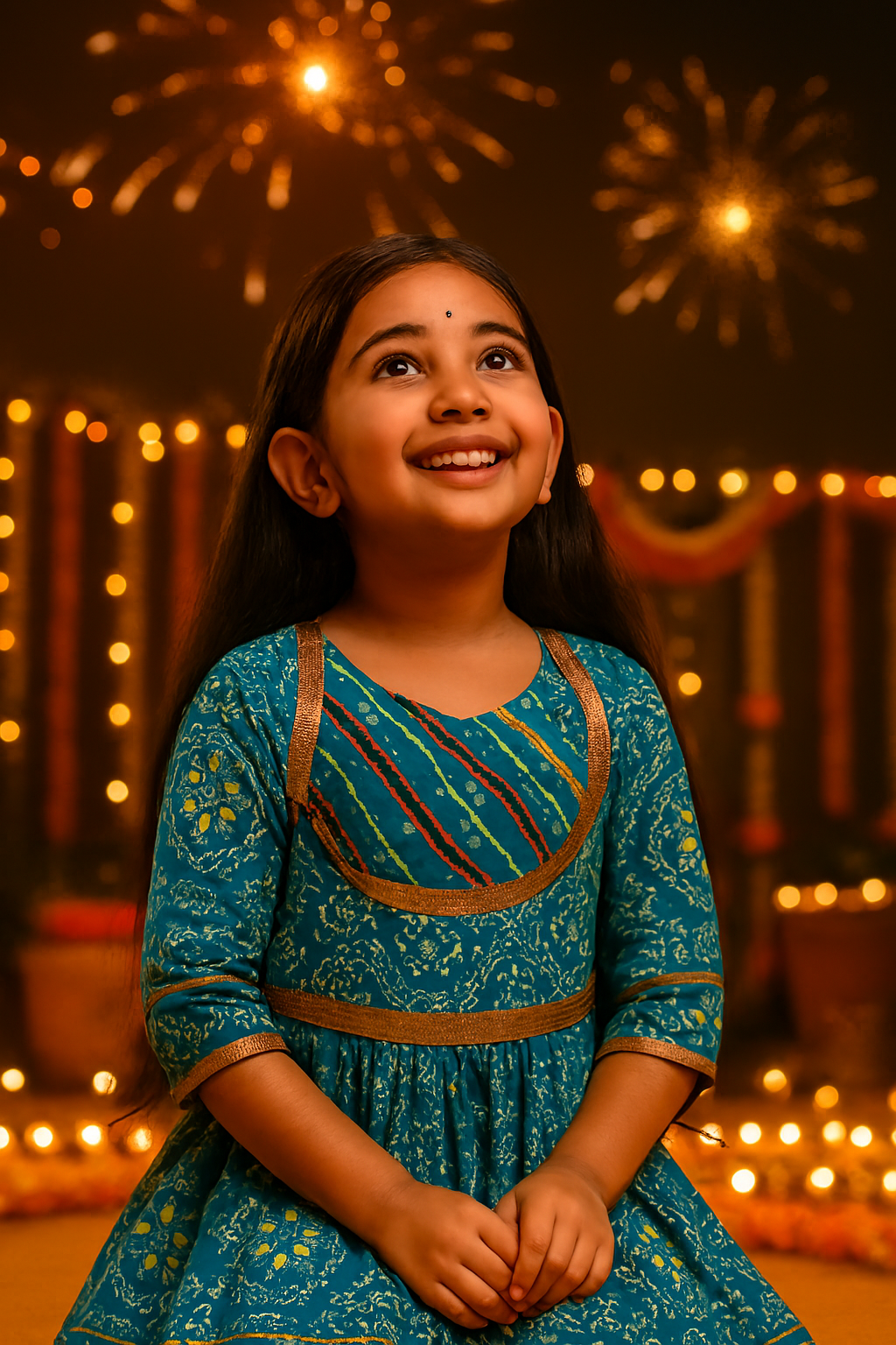 ROSAMODE Bandhani Lehenga Blue Chaniya Choli for Girls – Traditional Indian Festival Wear Dress | Kids Navratri Garba Outfit