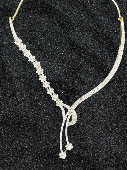 ROSAMODE AD Necklace Set for Women | Bridal Jewelry with Earrings | Indian Ethnic Wedding Jewellery Set with Dori & Chain for Festival and Casual