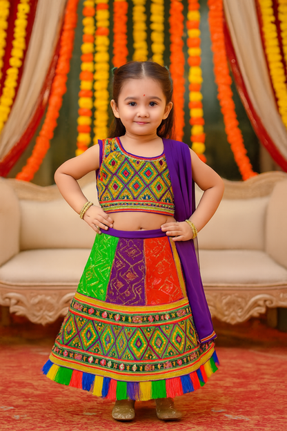 Navratri Garba Dress, Traditional Chaniya Choli for Girls with Dupatta for Festivals & Weddings