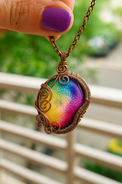 Natural Stone Handmade Statement Rainbow Colar Quartz Pendant for Women and Girls