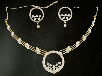 ROSAMODE AD Round Ethnic Necklace Set for Women | Gold-Plated Traditional Bridal Jewelry Set | Wedding Necklace with Earrings