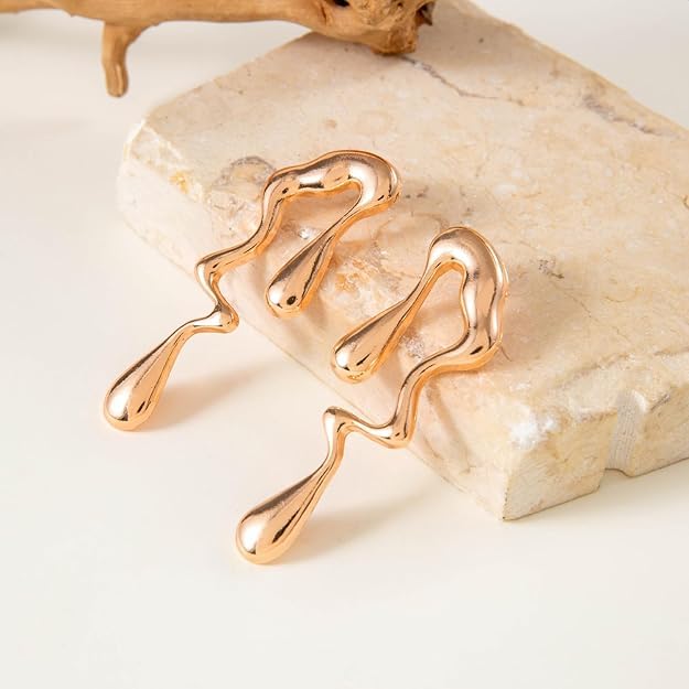 ROSAMODE Abstract Drip Design Earrings for Women & Girls – Trendy Modern Statement Anti-Tarnish Jewelry | Gift for Her, Birthday, Anniversary