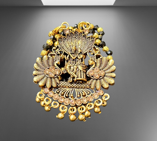 Divine Radha Krishna Mangalsutra Necklace with earrings for Women