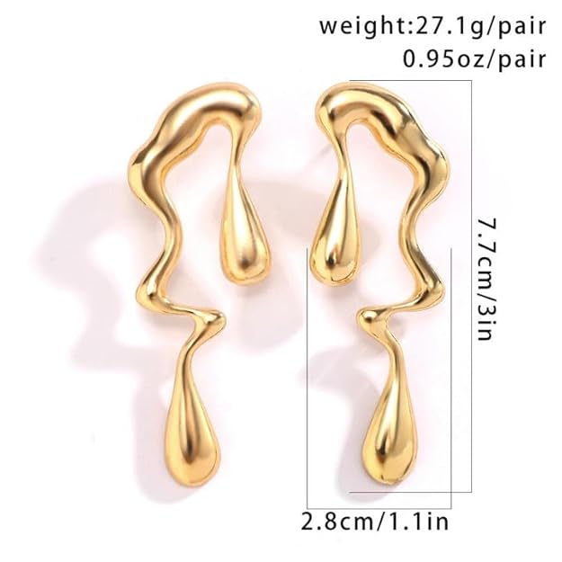 ROSAMODE Abstract Drip Design Earrings for Women & Girls – Trendy Modern Statement Anti-Tarnish Jewelry | Gift for Her, Birthday, Anniversary