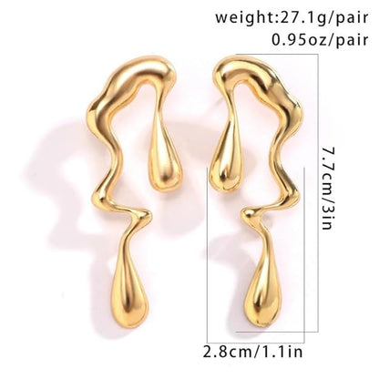 ROSAMODE Abstract Drip Design Earrings for Women & Girls – Trendy Modern Statement Anti-Tarnish Jewelry | Gift for Her, Birthday, Anniversary