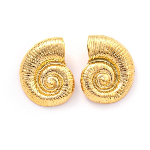 ROSAMODE Nail Shell Spiral Earrings for Women & Girls | Spiral Stud Earrings | Non-Allergic, Waterproof, Anti-Tarnish, Skin-Friendly Fashion Jewelry