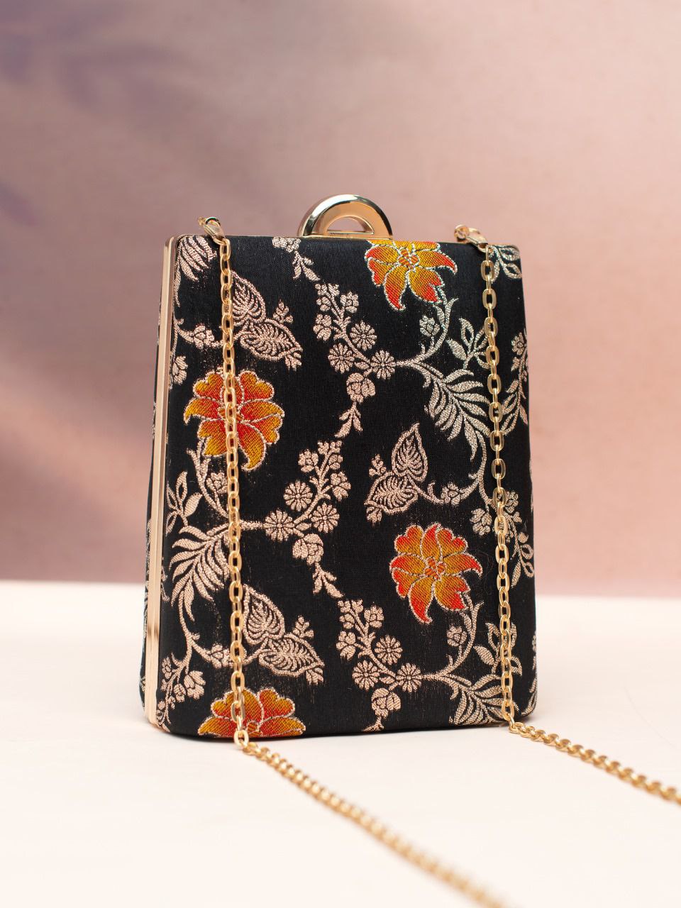 Designer Clutch with Brocade Silk Fabric