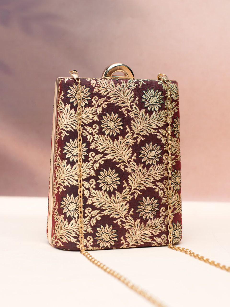 Designer Clutch with Brocade Silk Fabric