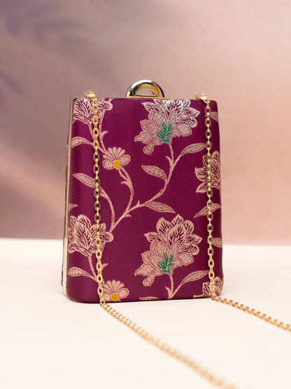 Designer Clutch with Brocade Silk Fabric