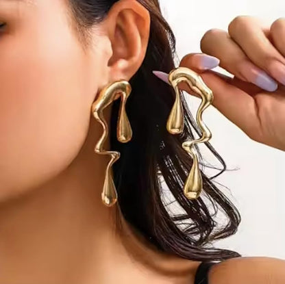 ROSAMODE Abstract Drip Design Earrings for Women & Girls – Trendy Modern Statement Anti-Tarnish Jewelry | Gift for Her, Birthday, Anniversary