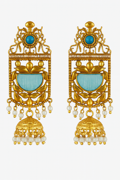ROSAMODE Meenakari Hand-Painted Long Floral Jhumka Earrings for Women – Traditional Indian Jhumki Set Gift for Weddings, Festivals, Birthdays & Special Occasions