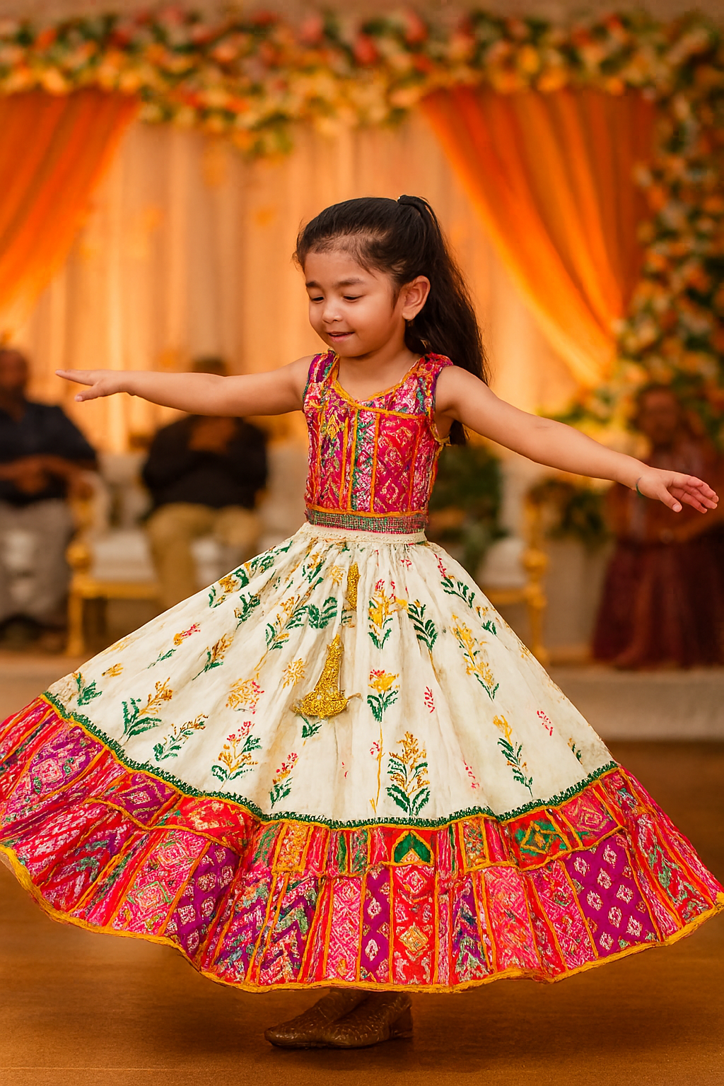 ROSAMODE Kids Girls Fully Stitched Lehenga Choli Set with Dupatta – Block Print Kora Muslin Ethnic Wear for Wedding, Party & Festival (4 -Years)