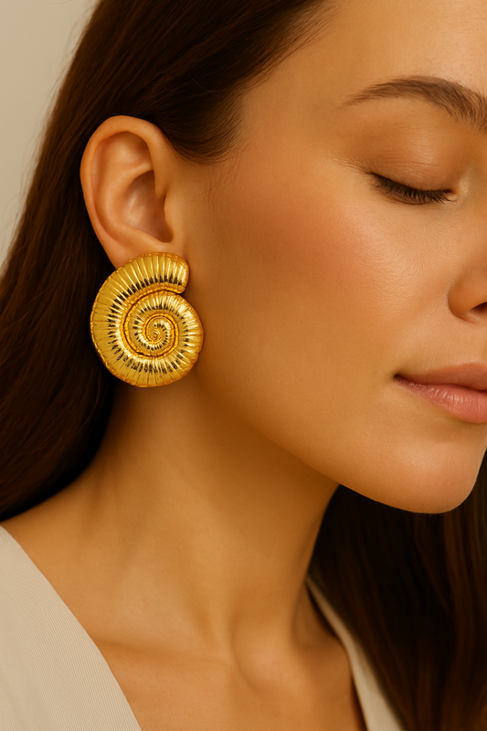 ROSAMODE Nail Shell Spiral Earrings for Women & Girls | Spiral Stud Earrings | Non-Allergic, Waterproof, Anti-Tarnish, Skin-Friendly Fashion Jewelry