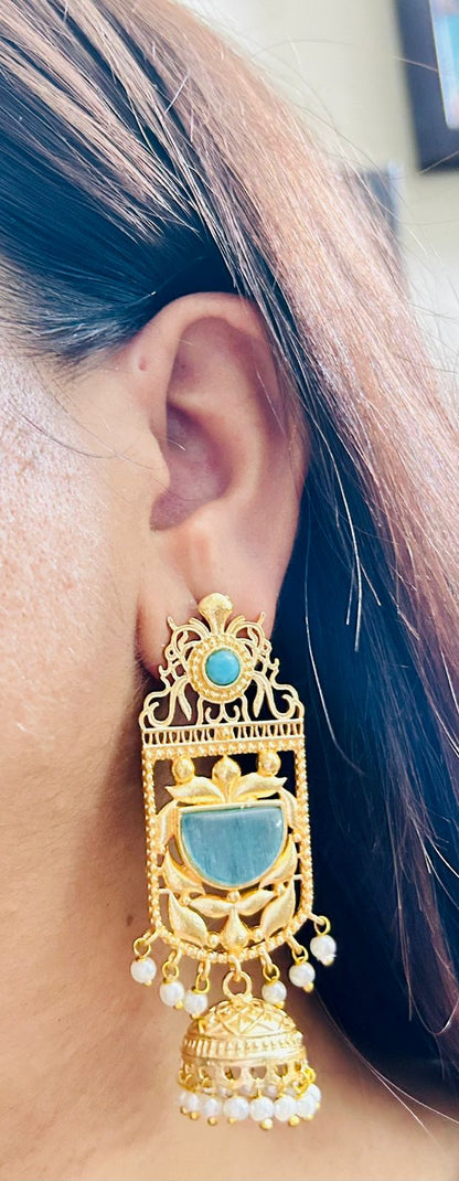 ROSAMODE Meenakari Hand-Painted Long Floral Jhumka Earrings for Women – Traditional Indian Jhumki Set Gift for Weddings, Festivals, Birthdays & Special Occasions