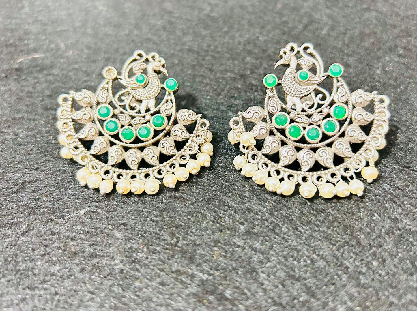 Designer Peacock Stone-Studded Earrings for Women and Girls