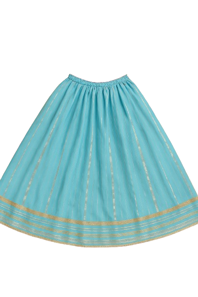 Blue Asmani Cambric Cotton with Gota Patti Lehenga/Ghagra Choli for Girls (1-7 Years)