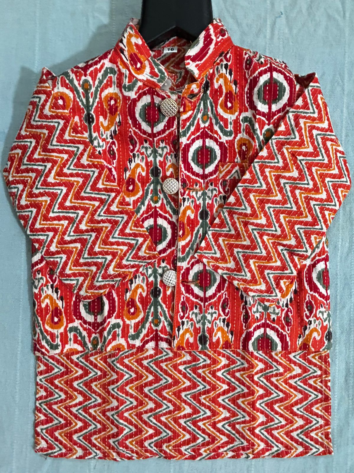 ROSAMODE Boys Kurta Pajama with Koti Jacket Set | Cotton Ethnic Wear with Peacock Feather Print for Baby & Kids | Festive Traditional Outfit for Weddings, Diwali, Functions & Parties