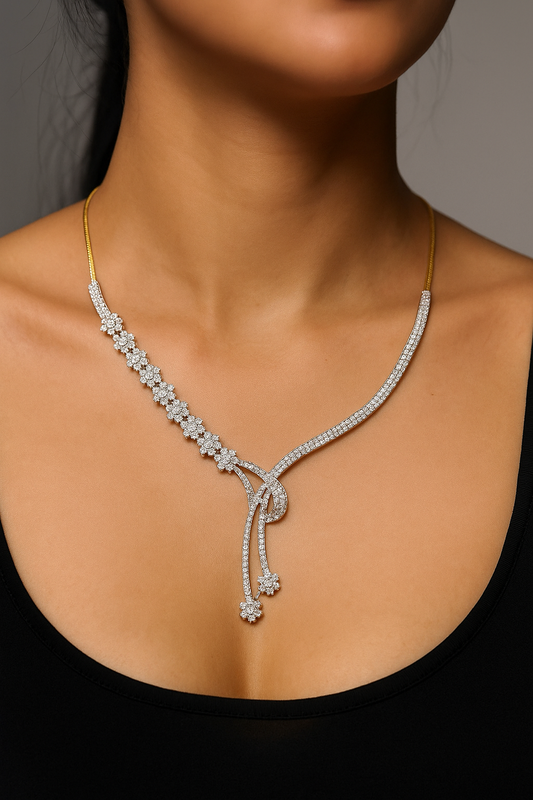 ROSAMODE AD Necklace Set for Women | Bridal Jewelry with Earrings | Indian Ethnic Wedding Jewellery Set with Dori & Chain for Festival and Casual