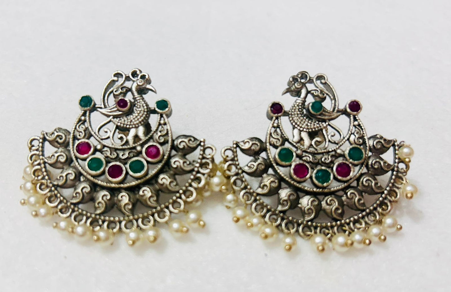 Designer Peacock Stone-Studded Earrings for Women and Girls