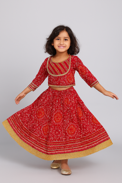 ROSAMODE Bandhani Lehenga Pink Chaniya Choli for Girls – Traditional Indian Festival Wear Dress | Kids Navratri Garba Outfit (Copy)