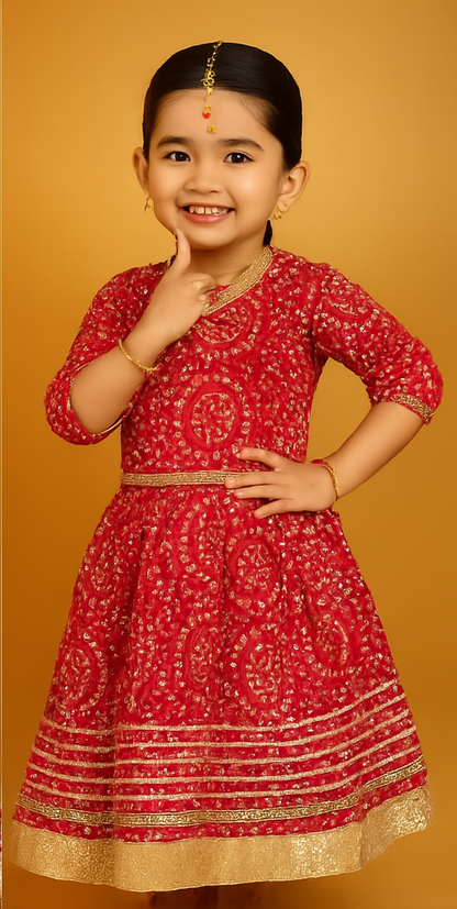 ROSAMODE Bandhani Lehenga Pink Chaniya Choli for Girls – Traditional Indian Festival Wear Dress | Kids Navratri Garba Outfit (Copy)