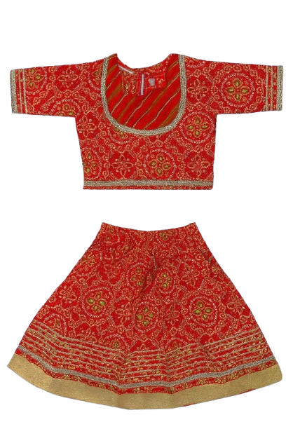 ROSAMODE Bandhani Lehenga Red Chaniya Choli for Girls – Traditional Indian Festival Wear Dress | Kids Navratri Garba Outfit (Copy) (Copy)