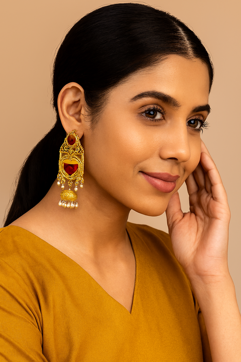 ROSAMODE Meenakari Hand-Painted Long Floral Jhumka Earrings for Women – Traditional Indian Jhumki Set Gift for Weddings, Festivals, Birthdays & Special Occasions