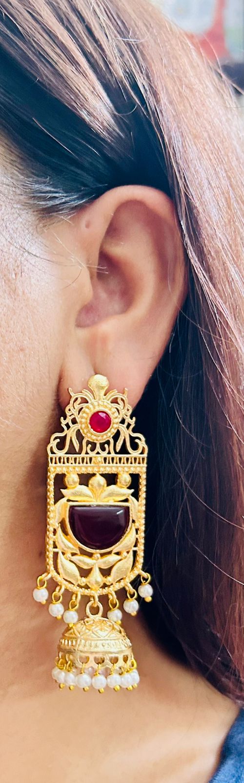 ROSAMODE Meenakari Hand-Painted Long Floral Jhumka Earrings for Women – Traditional Indian Jhumki Set Gift for Weddings, Festivals, Birthdays & Special Occasions
