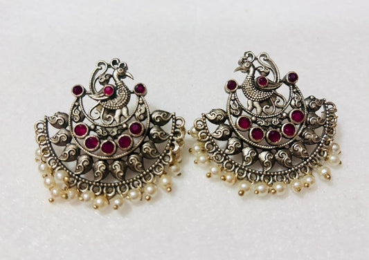 Designer Peacock Stone-Studded Earrings for Women and Girls