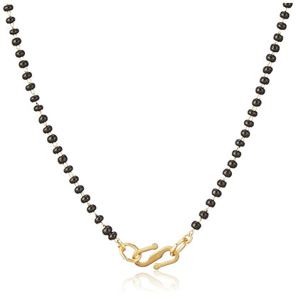 Women Pride Traditional Gold Plated Mangalsutra Necklace with Silver-Toned 2 Duck Pendant (Hanso Ka Joda) & Earrings | Black Bead Chain Jewellery for Women