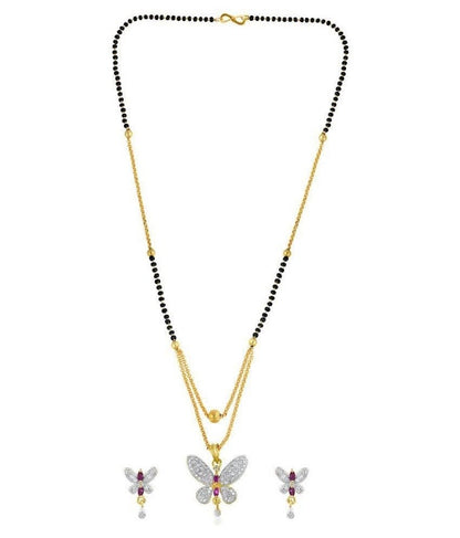 Gold Plated Elegant Butterfly Mangalsutra Necklace for Women & Girls | Colorful Butterfly Pendant | Traditional Indian Jewellery for Wedding, Festive & Daily Wear