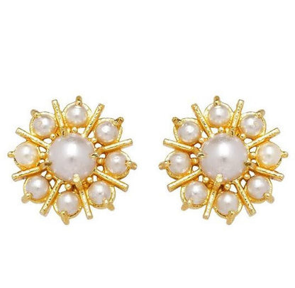 Pearl Necklace Set with Ring & Earrings Combo for Women & Girls – Gold Polished Traditional Jewellery