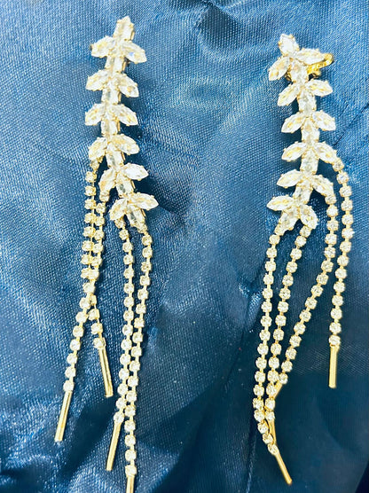 Gold Plated Korean Style Long Tassel Ear Cuff for Women & Girls | Stylish Non-Pierced Drop Earrings for Celebrations, Wedding & Gift Jewellery