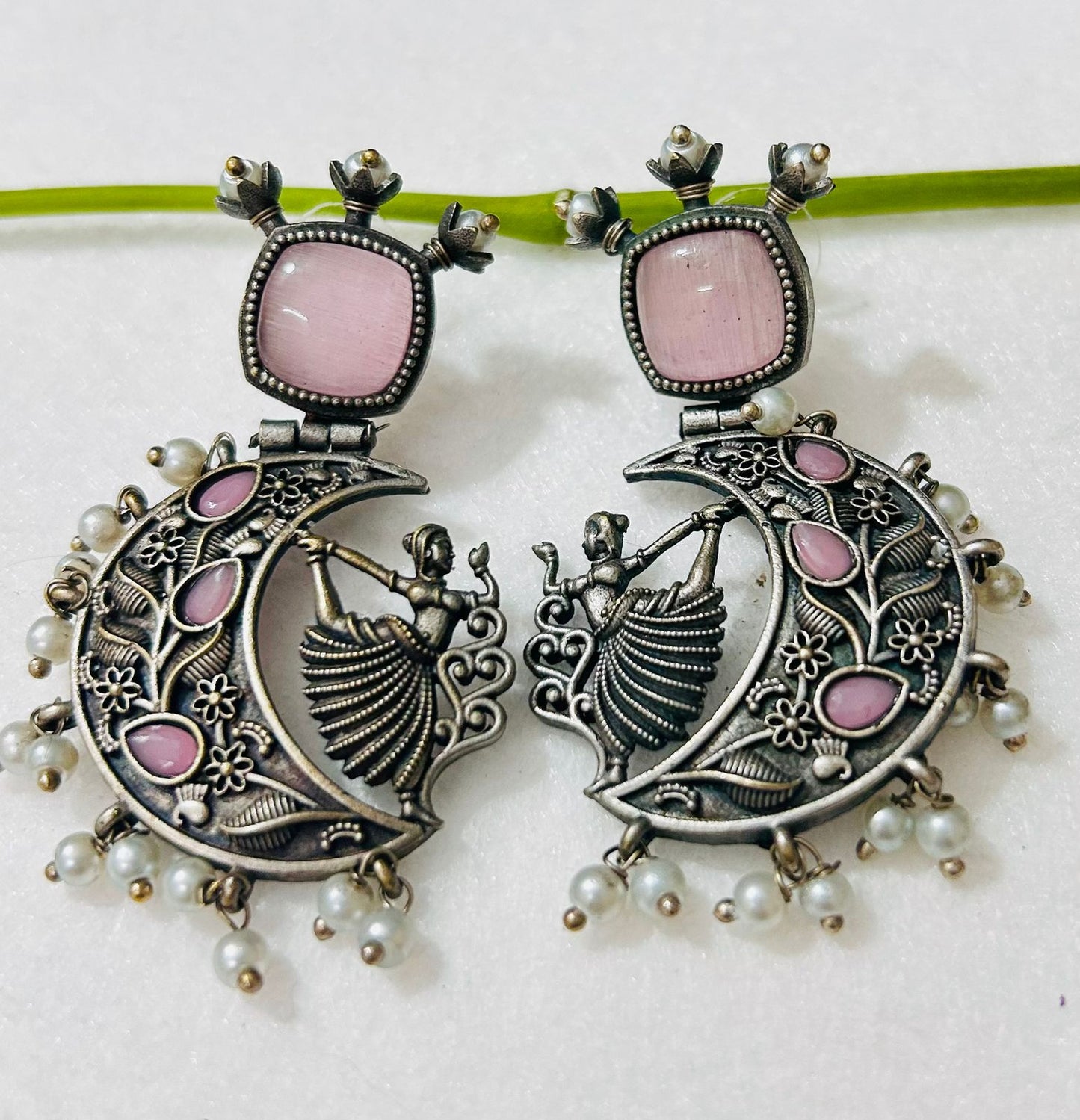Handcrafted Chandbali Style Girl Earrings Dancing Doll Baby Pink Earrings for Women
