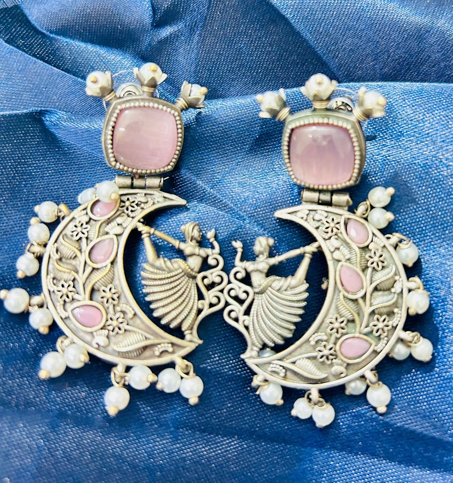 Handcrafted Chandbali Style Girl Earrings Dancing Doll Baby Pink Earrings for Women