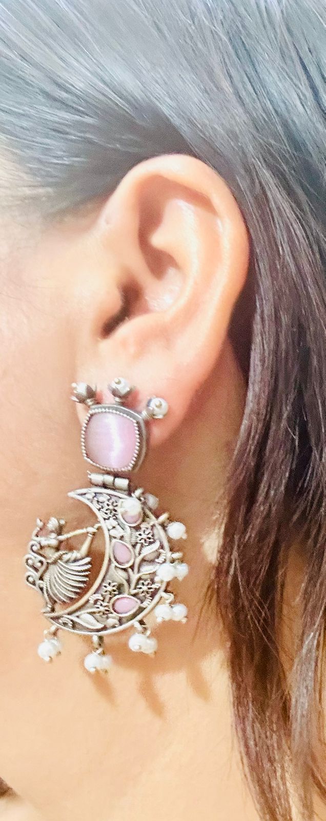 Handcrafted Chandbali Style Girl Earrings Dancing Doll Baby Pink Earrings for Women