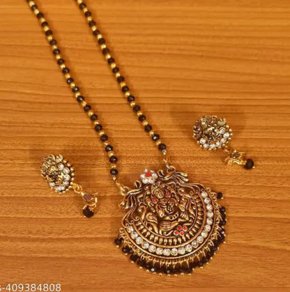 ROSAMODE Divine Devi Lakshmi Mangalsutra Necklace Set with Earrings for Women